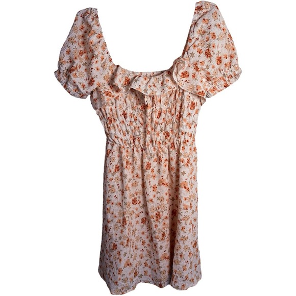 ZAFUL Women Square Neck Short Puff Sleeve Mini Dress with Elastic Waist in Small - Picture 1 of 9